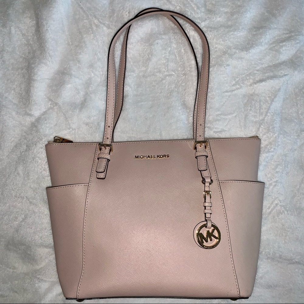 MICHAEL KORS Charlotte Large Saffiano Leather Top-Zip Tote Bag